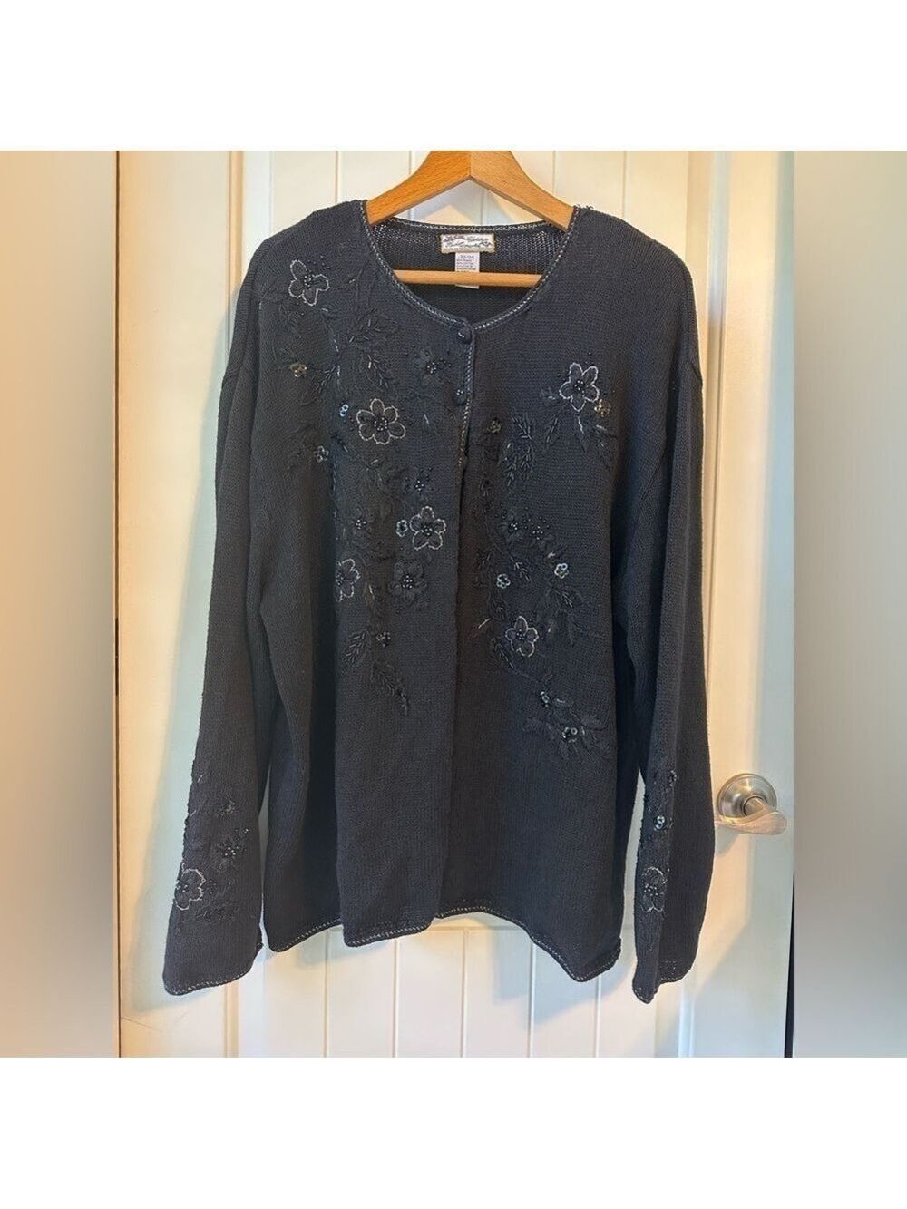 Heirloom Collectibles -  Vintage Black Beaded Cardigan Sweater Size 22/24